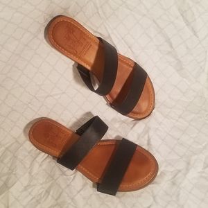 Faux leather sandals